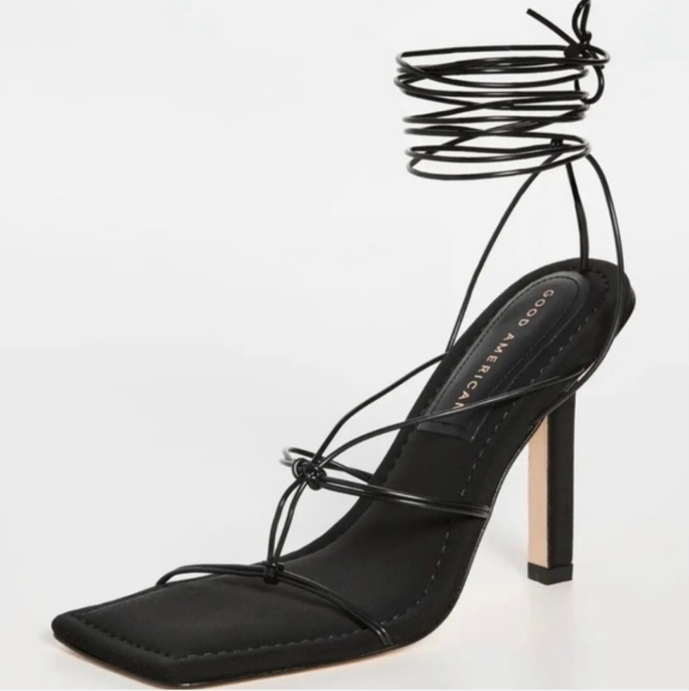 Good American Caged Slanted Sandals Size 8.5.